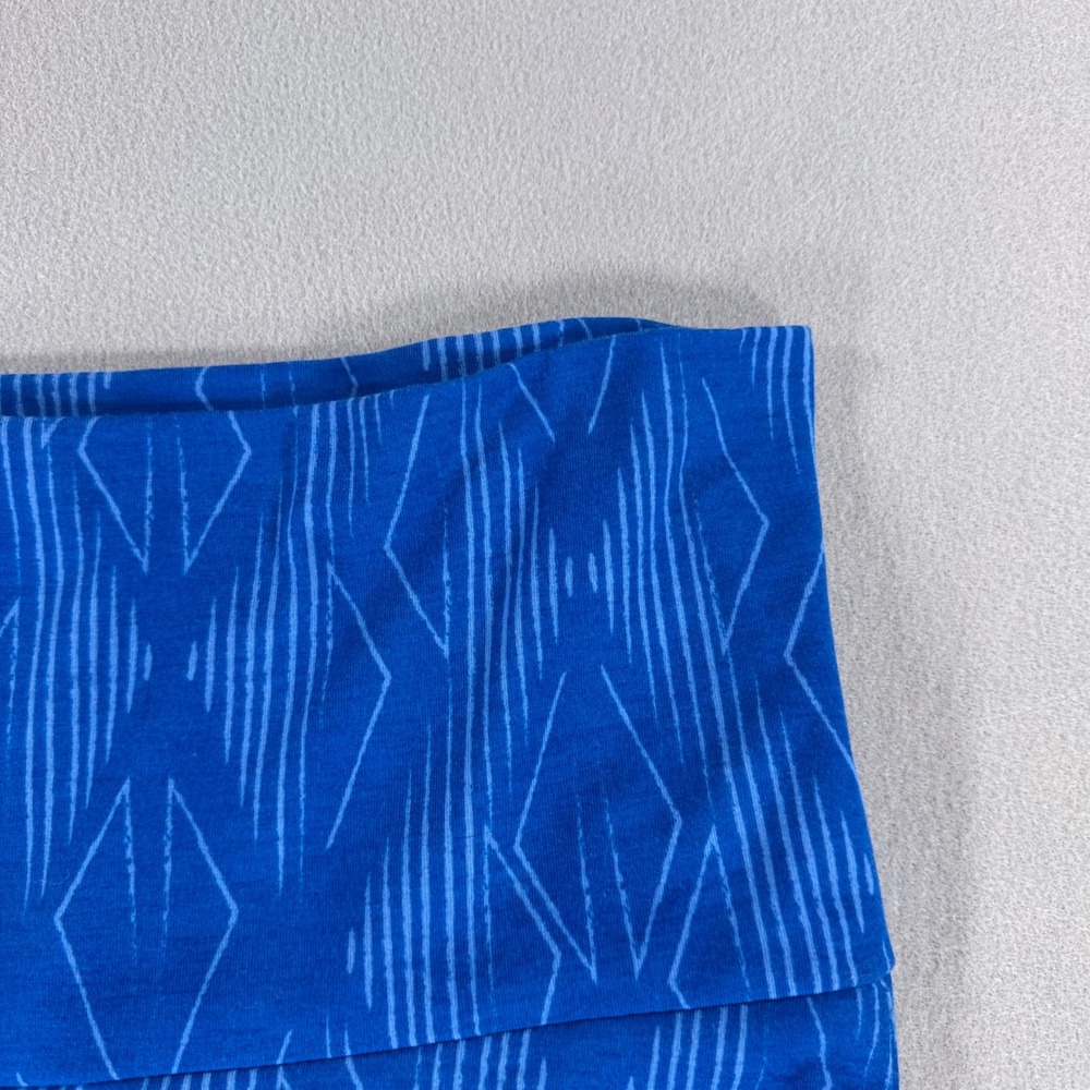 LuLaRoe Maxi Skirt Blue Geometric Diamond Print Fold Over Waist M - Picture 5 of 10